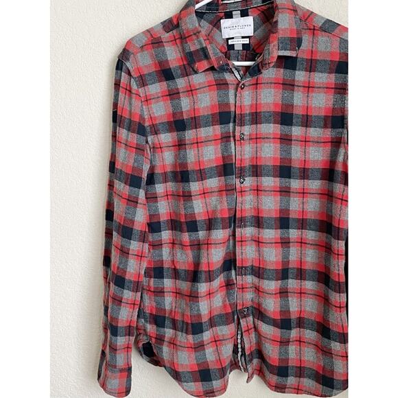 Denim & Flower Mens Medium Red 100% Cotton Flannel Button Up Shirt Preowned - Picture 2 of 10